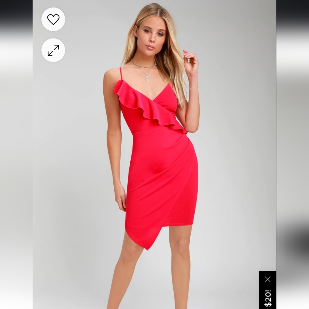 Keep on Flourishing Hot Pink Ruffled Asymmetrical Bodycon Dress